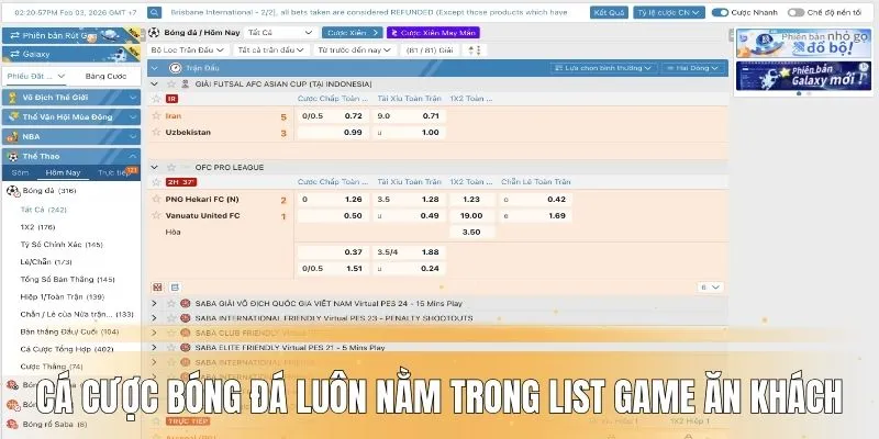 Cá cược bóng đá luôn nằm trong list game ăn khách