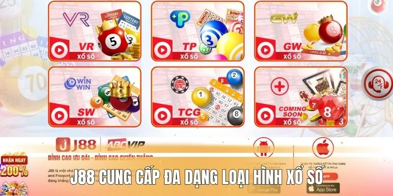 J88 cung cấp đa dạng loại hình xổ số